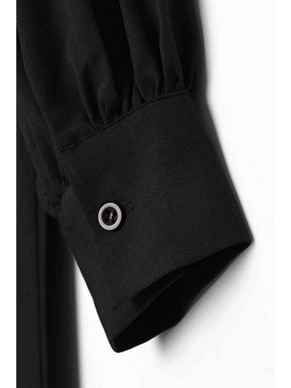 Siyah Balon Kol Kemer Detaylı Gömlek Tunik-5