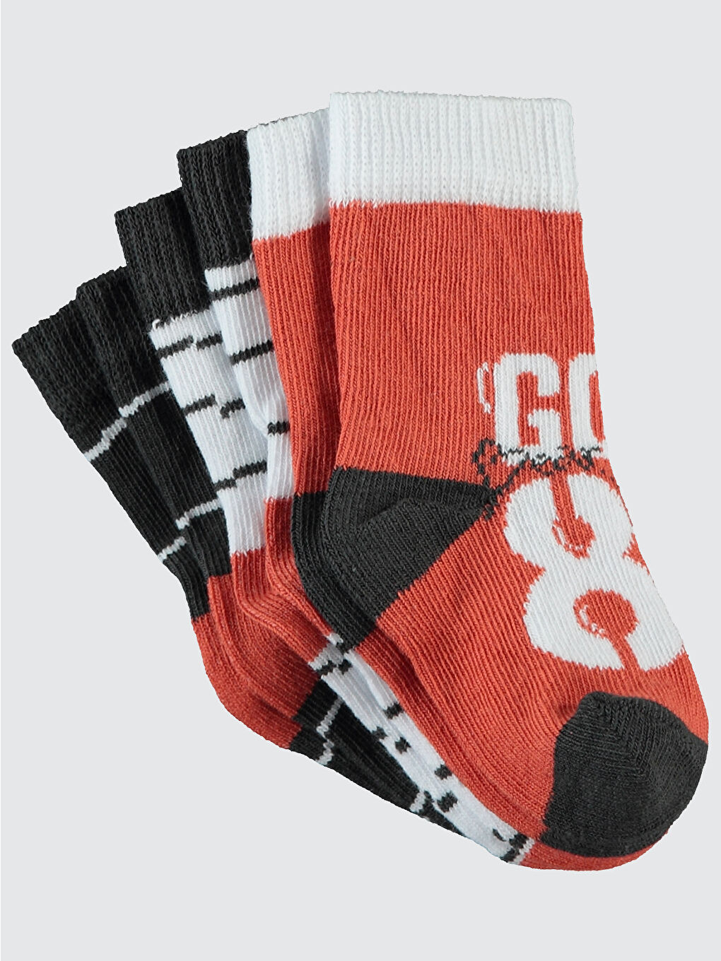 Kahverengi Erkek Bebek 3'lü Çorap Set 6-18 Ay Kiremit-1