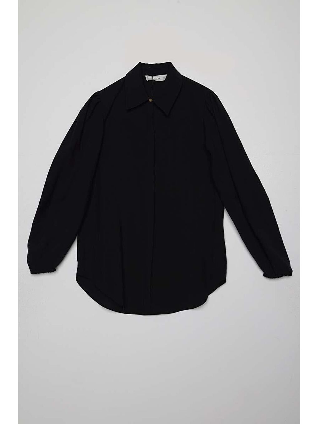 Siyah Kemerli Balon Kol Gömlek Tunik-6