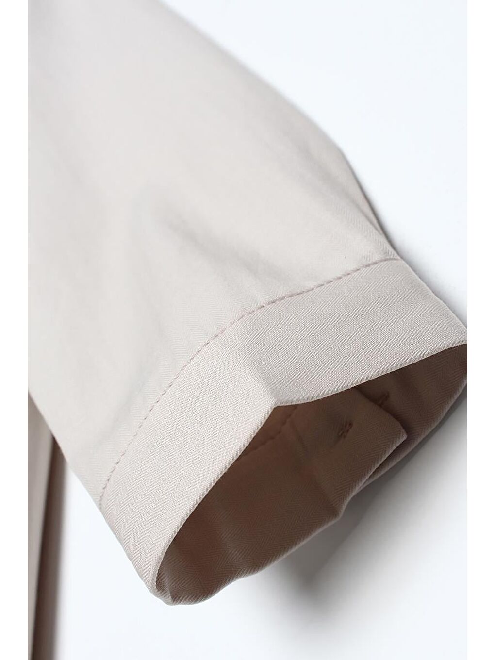 Ekru Basic Gizli Patlı Uzun Gömlek-5