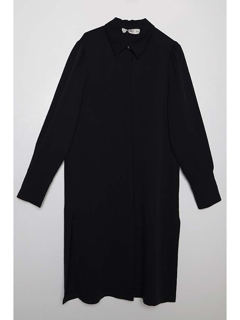 Siyah Metal Düğme Detaylı Patlı Gömlek Tunik-6