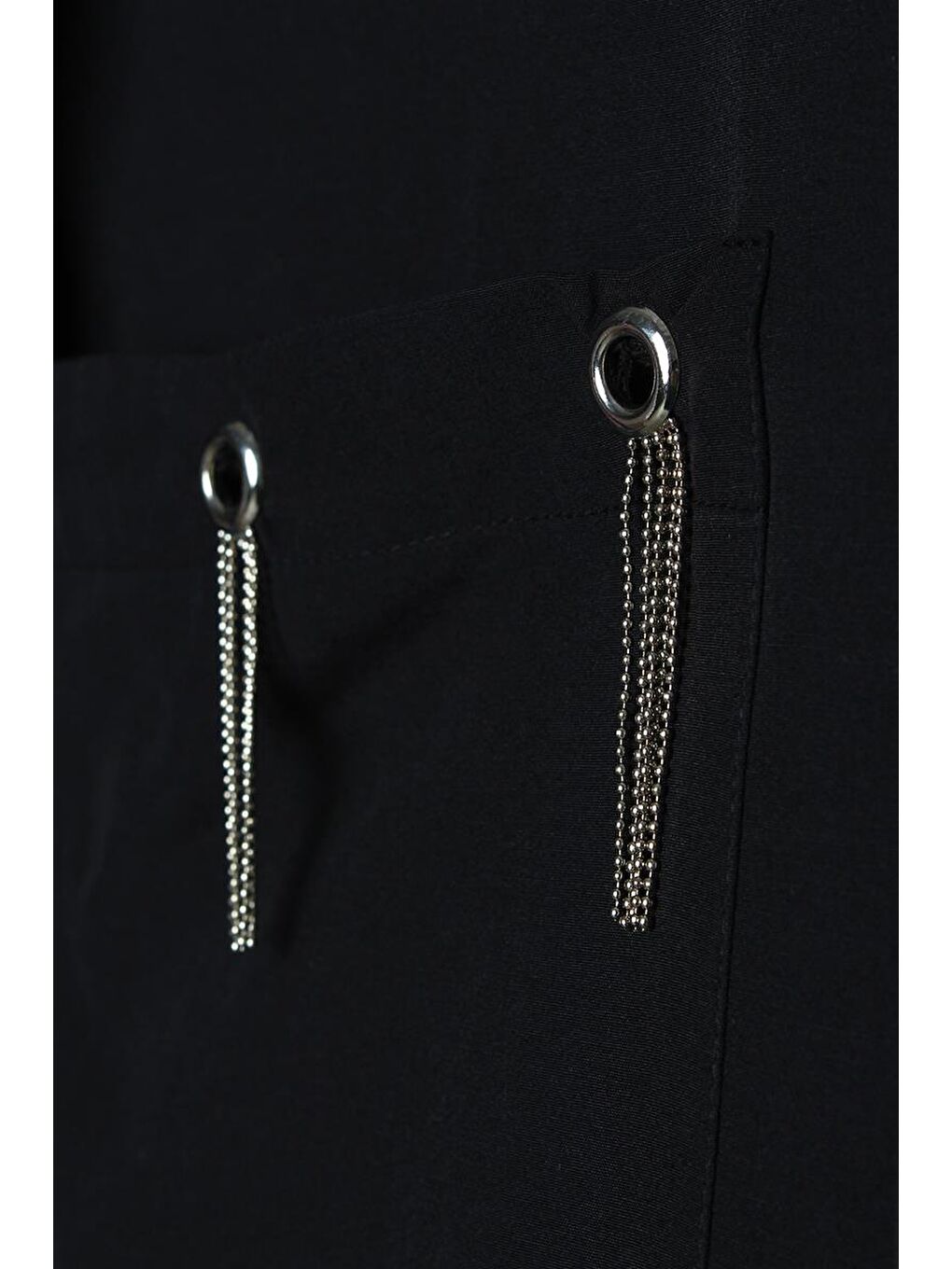 Siyah Büyük Cepli Kuşgözlü Oversize Gömlek-4