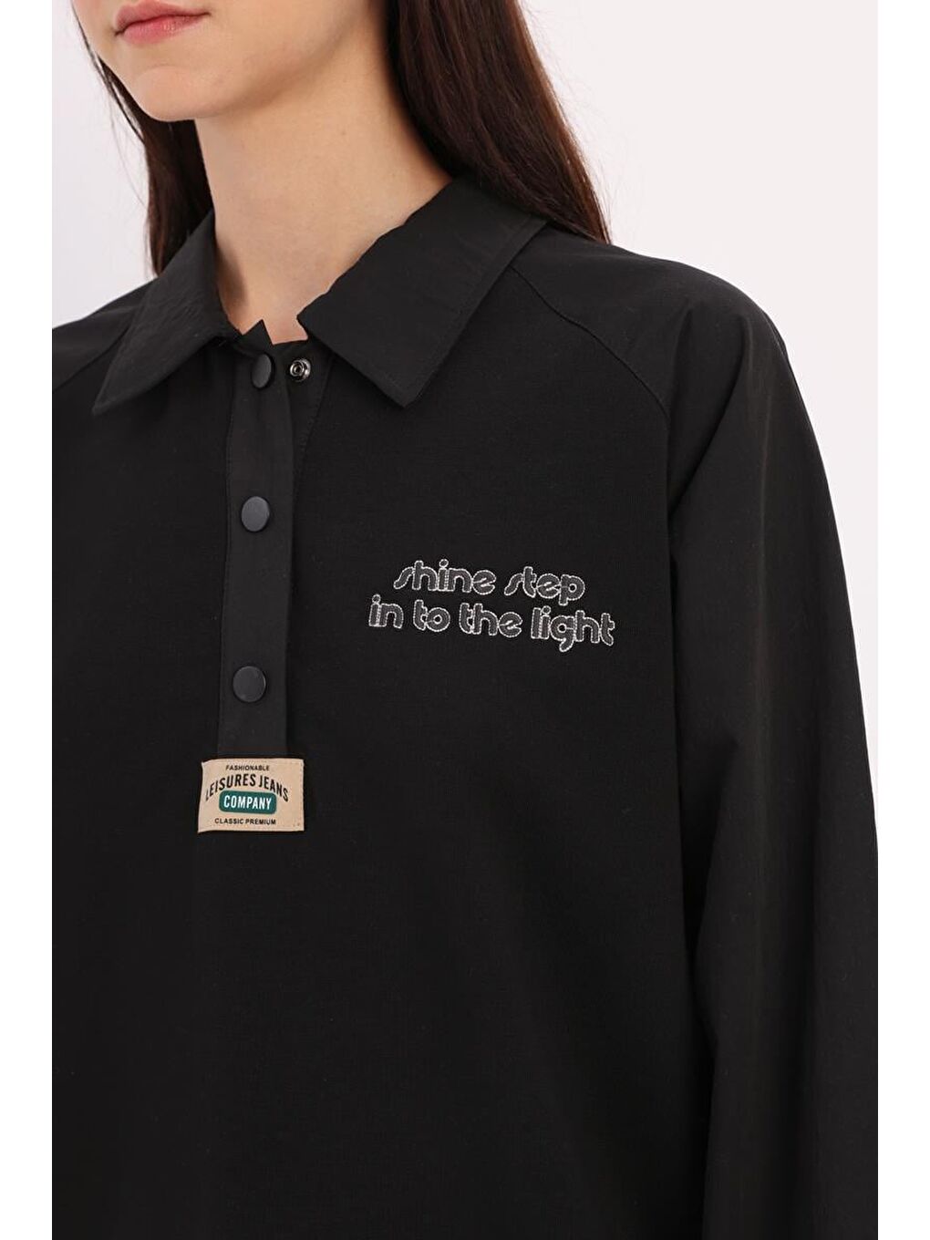 Siyah-Pamuklu Garnili Polo Yaka Sweat-4