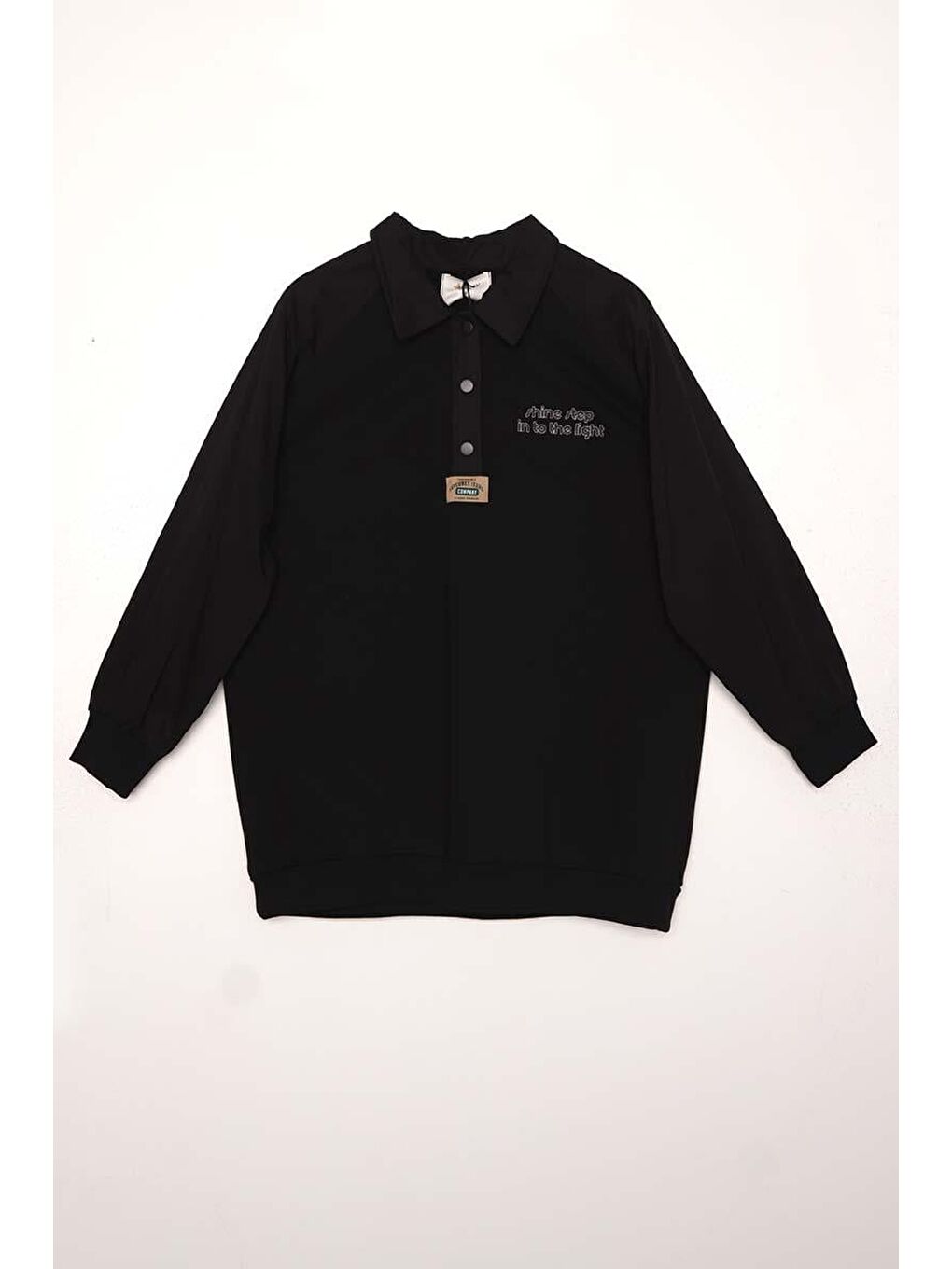 Siyah-Pamuklu Garnili Polo Yaka Sweat-5