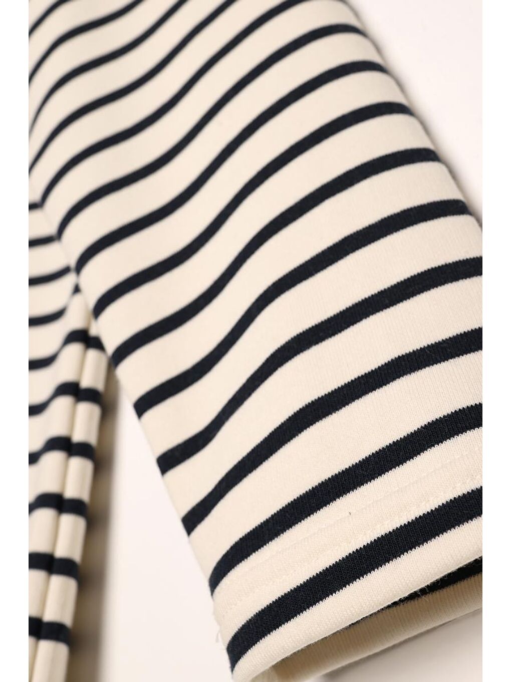 Ekru-Lacivert Çizgili Oversize Sweatshirt-7