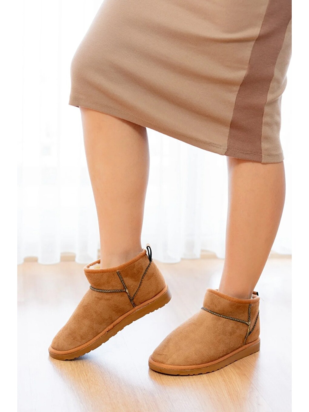 Kahverengi Classıc Ultra Mini Platform Chestnut Mini Taba Süet Içi Kürklü İnce Taban Kadın Bot-3