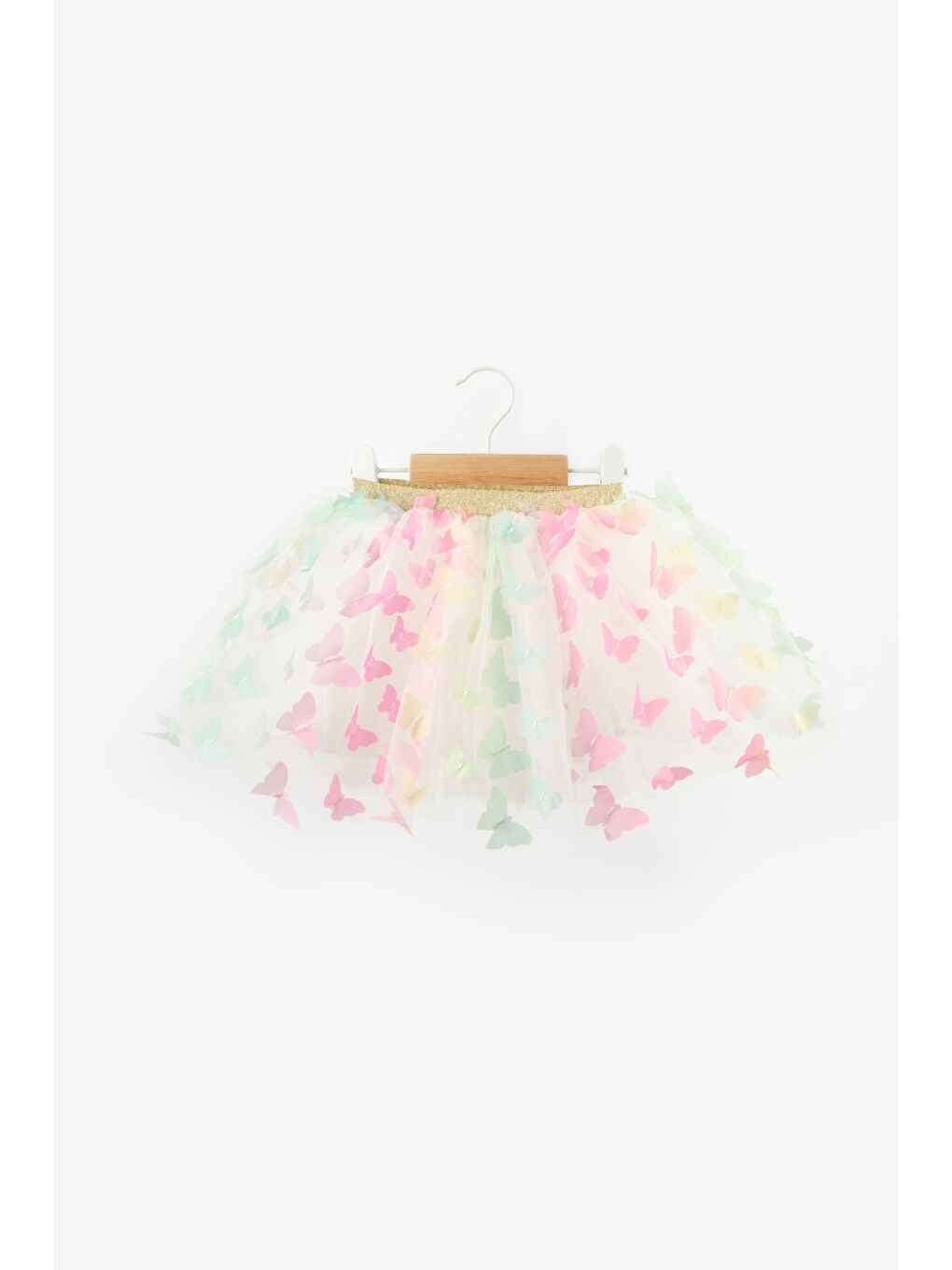 Karışık Çok Renkli Kelebek Aplikeli Kız Çocuk Tül Etek - Pauline-2
