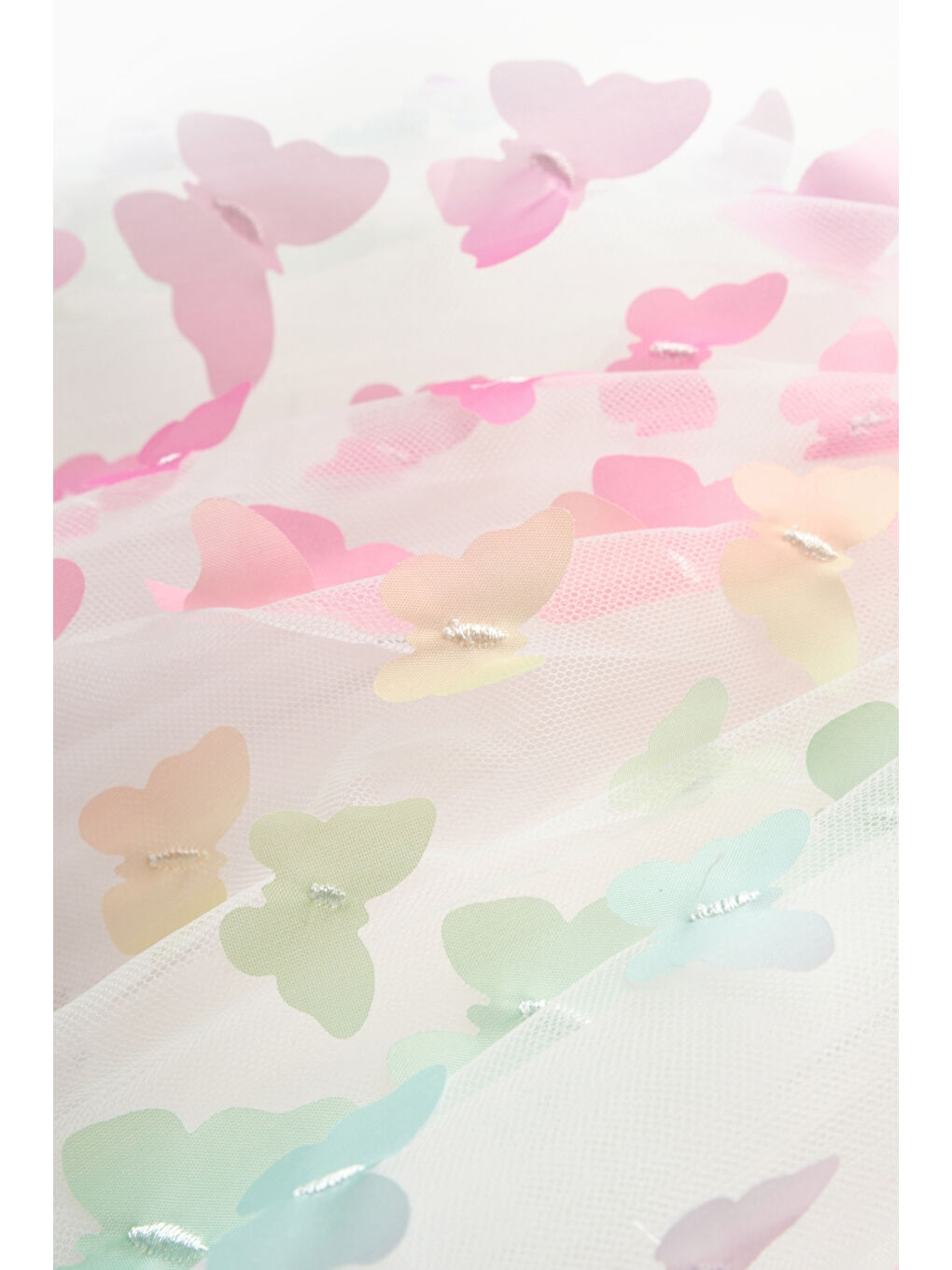 Karışık Çok Renkli Kelebek Aplikeli Kız Çocuk Tül Etek - Pauline-4