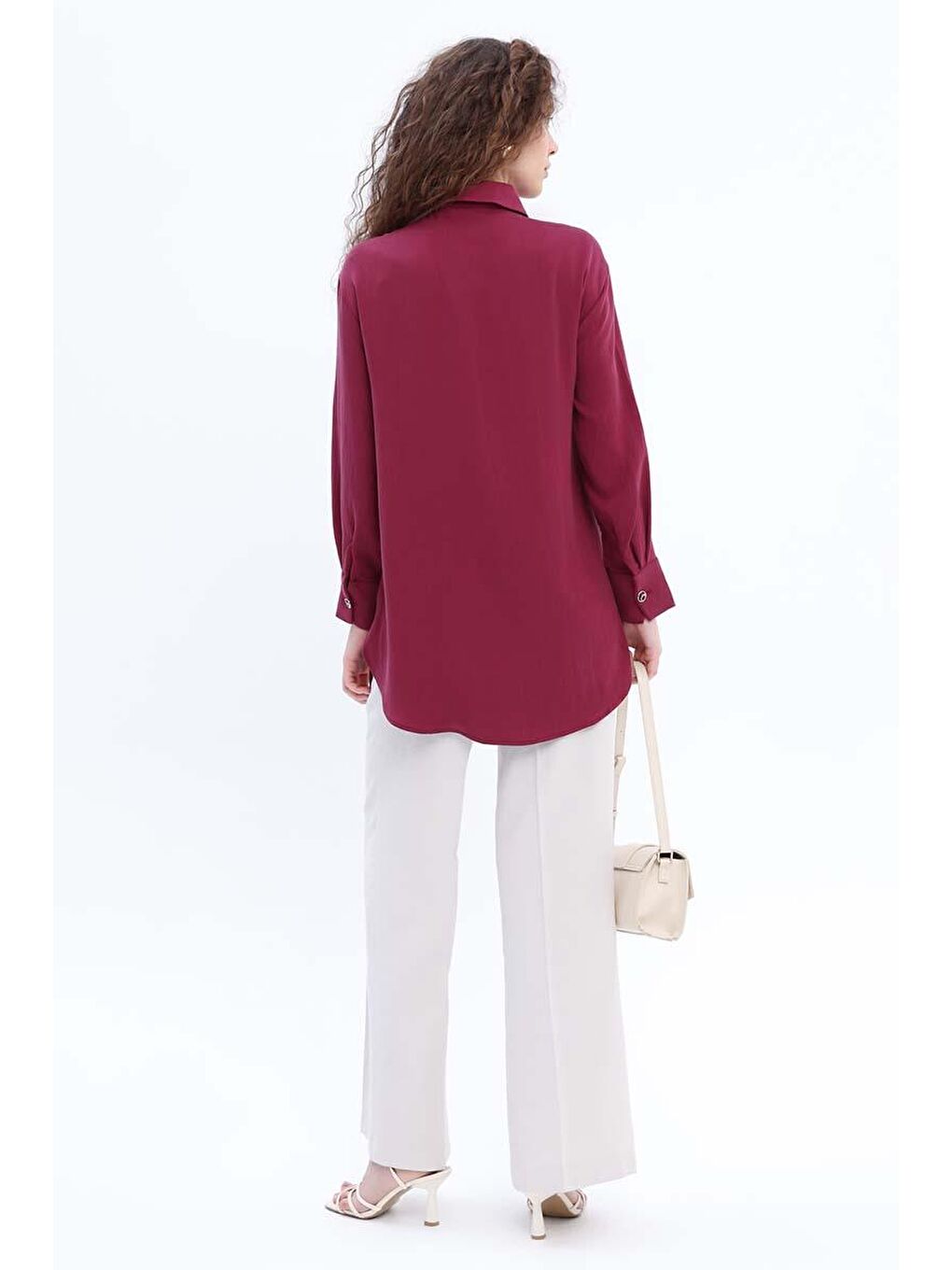 Mürdüm-Gizli Patlı Metal Düğmeli Gömlek-3