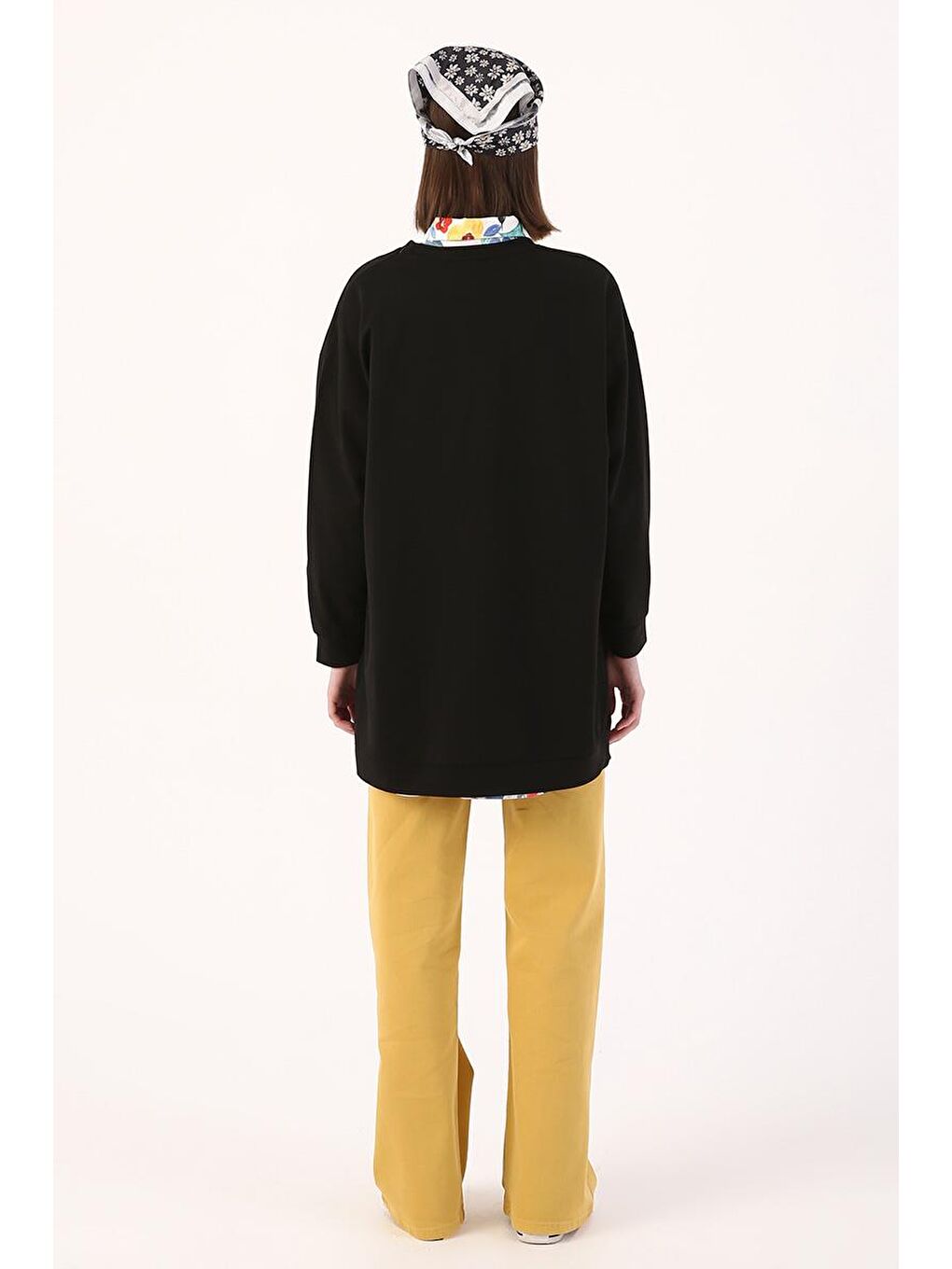 Siyah-Oversize Omuzdan Fermuarlı Sweat-3