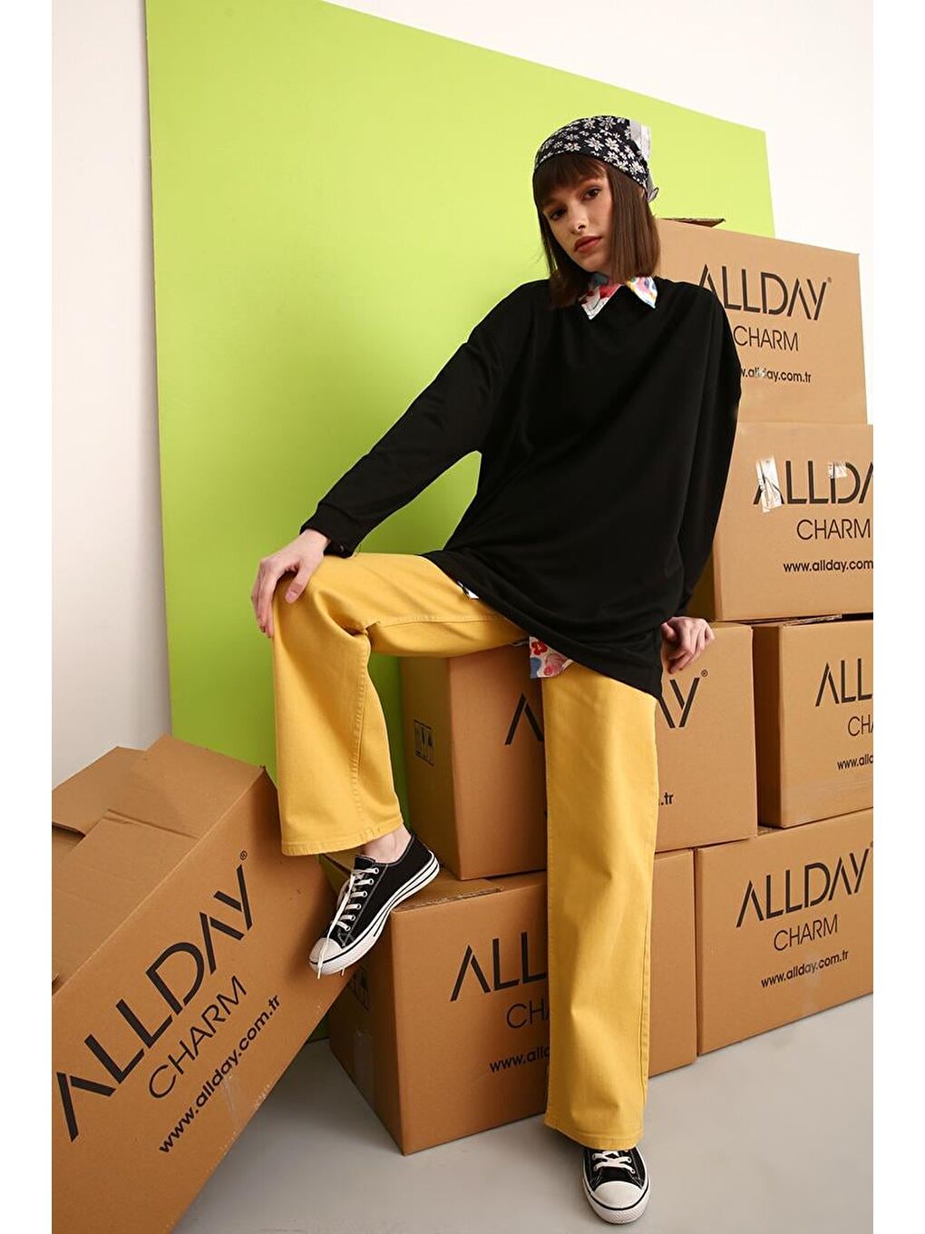 Siyah-Oversize Omuzdan Fermuarlı Sweat-4