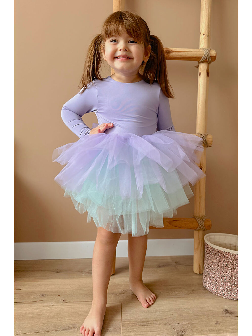 Lila Tütü Etekli Kız Çocuk Balerin Elbise - Miranda-2