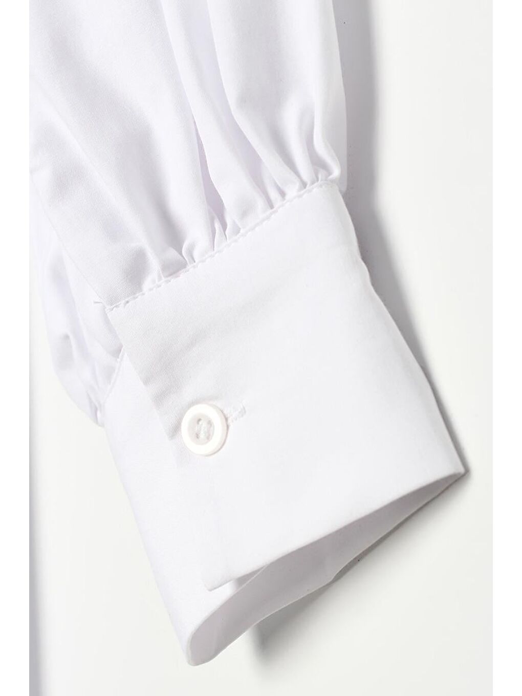 Beyaz-Balon Kol Kemer Detaylı Gömlek-5