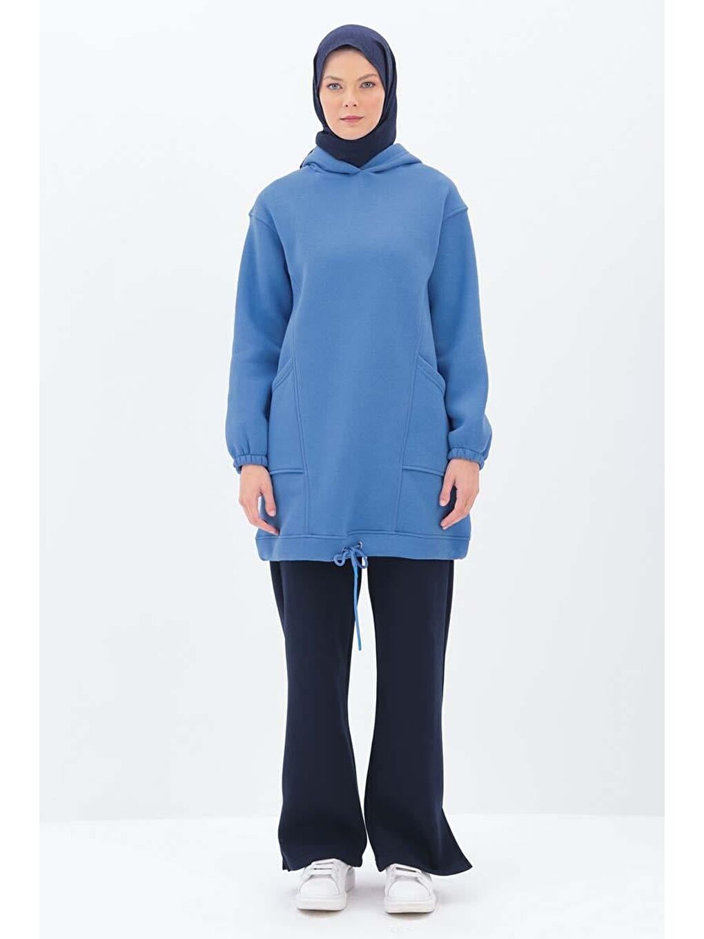 Mavi01 Kulplu Kapüşonlu Sweat Tunik-1