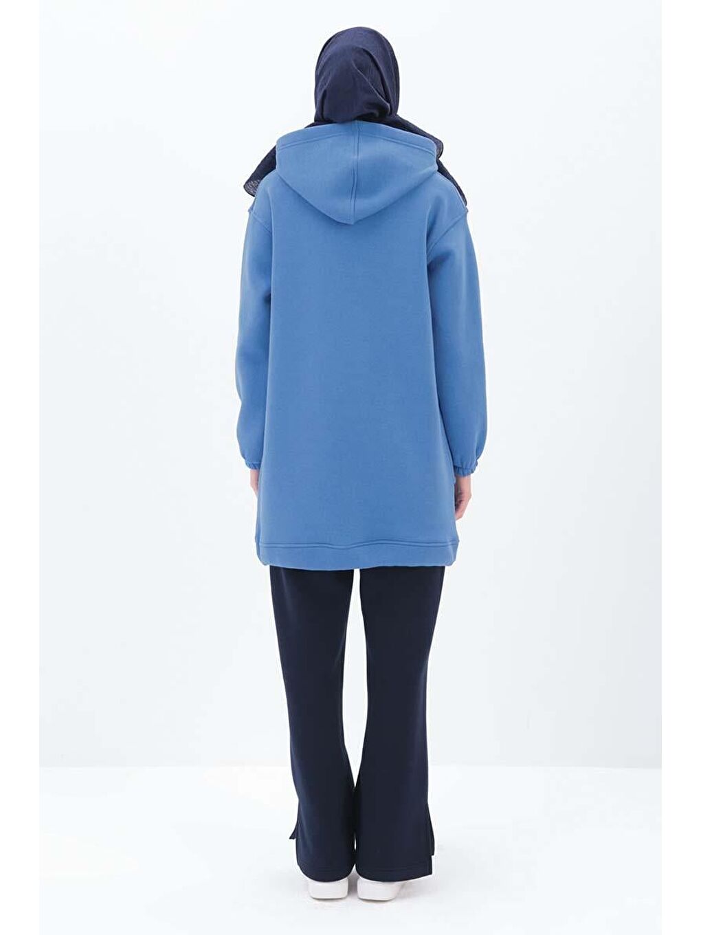 Mavi01 Kulplu Kapüşonlu Sweat Tunik-3