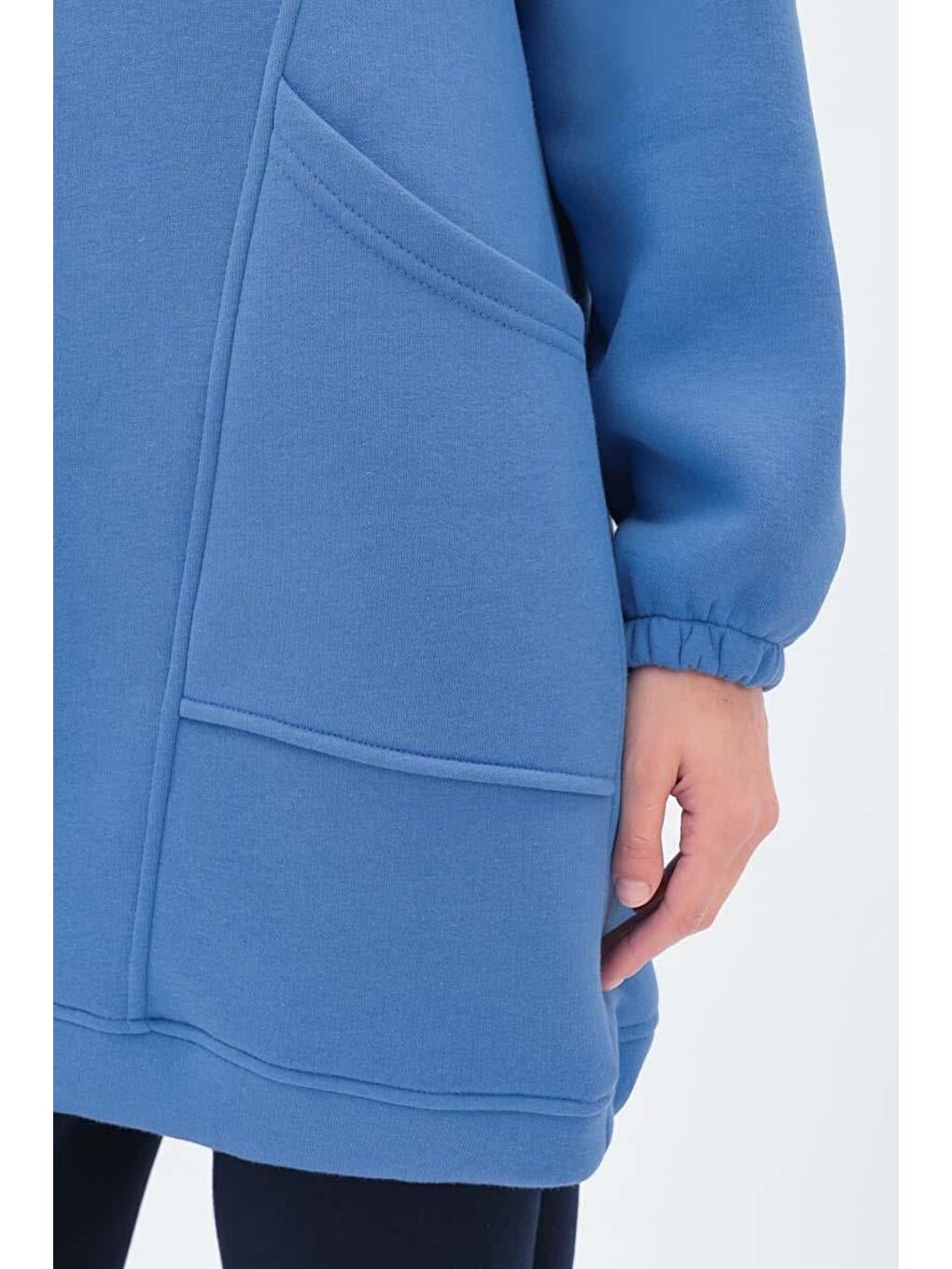Mavi01 Kulplu Kapüşonlu Sweat Tunik-4