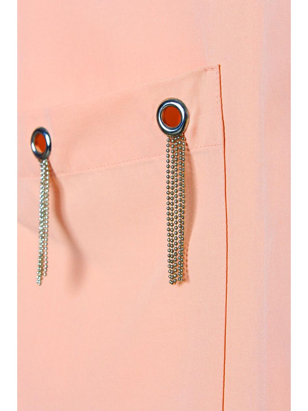 Pembe Somon Büyük Cepli Kuşgözlü Oversize Gömlek-4