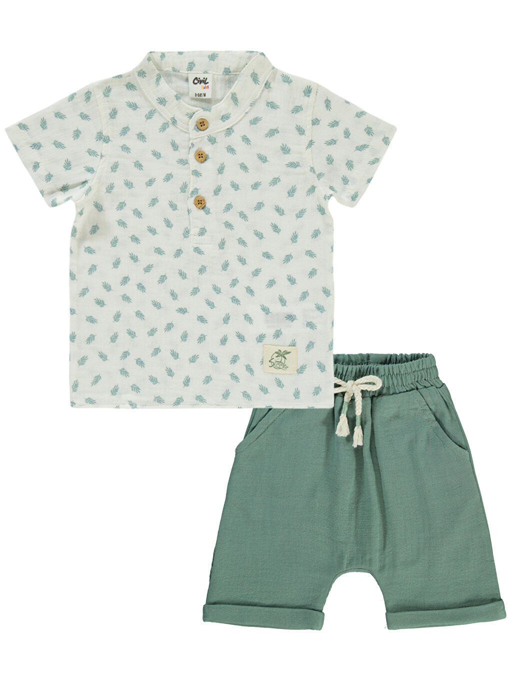 Baby Erkek Bebek Şortlu Takım 6-18 Ay Haki