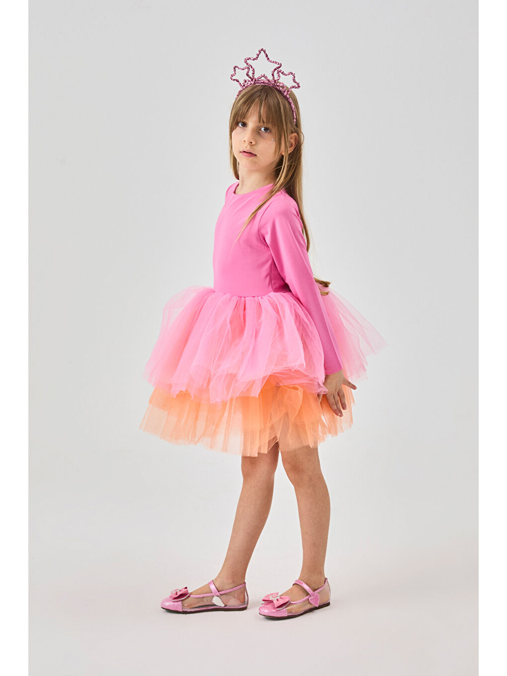 Pembe Tütü Etekli Kız Çocuk Balerin Elbise - Miranda-1