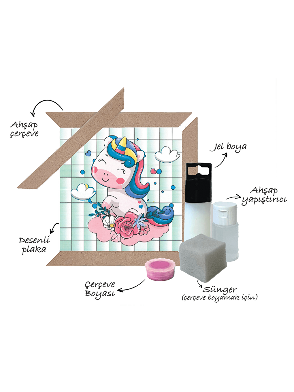 Playever Karışık Sihirli Jel Boyama Sanat Seti - Unicorn (Ahşap Çerçeveli) - 3