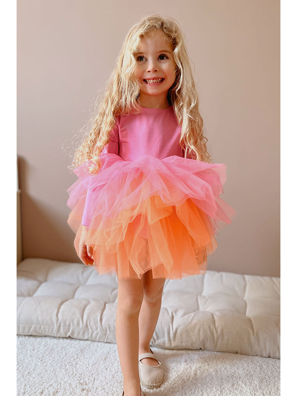 Pembe Tütü Etekli Kız Çocuk Balerin Elbise - Miranda-2