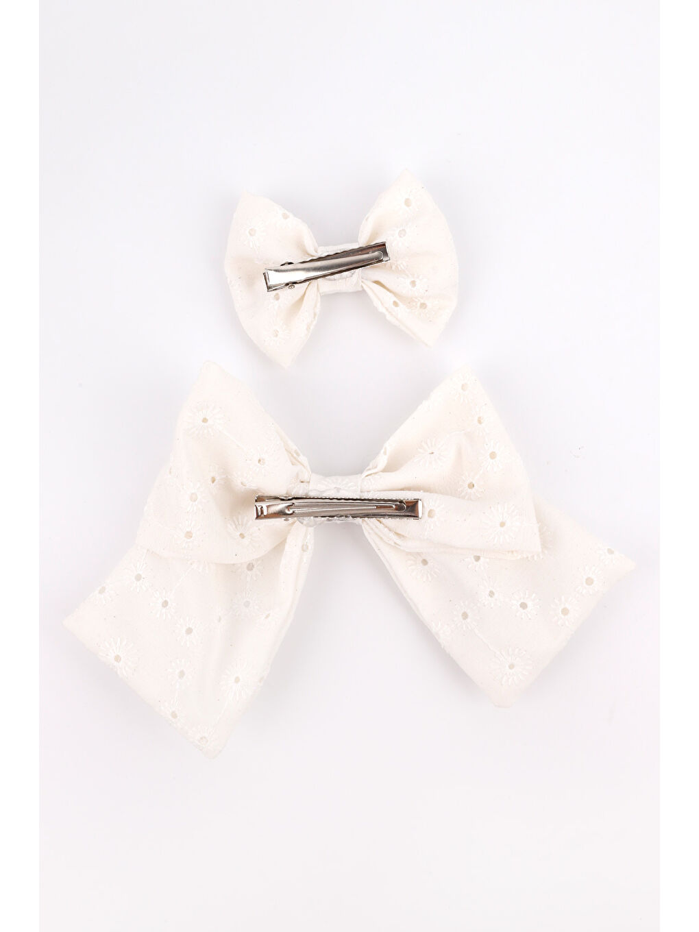 Beyaz Fisto Fiyonk Anne Kız Toka Set-2