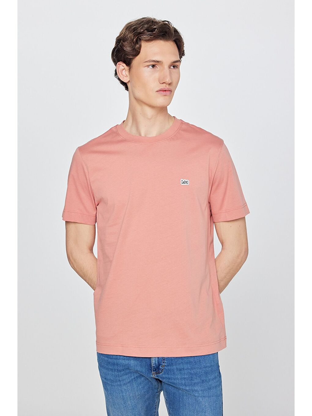 Pembe Regular Fit Rahat Kesim Bisiklet Yaka Kısa Kol Logolu Tişört-1