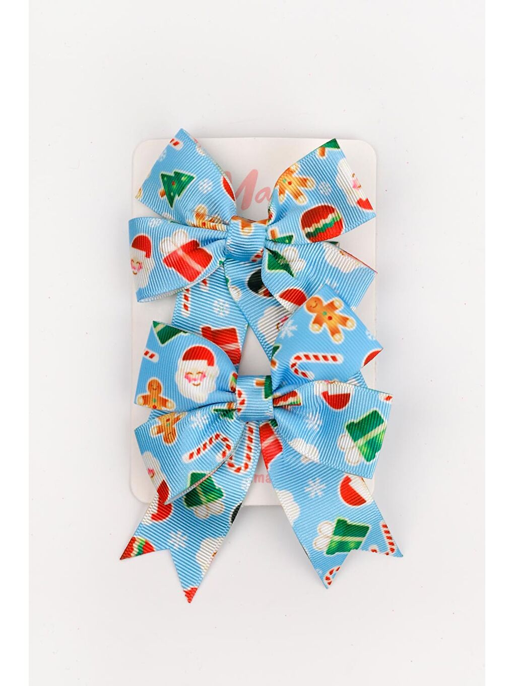 Mavi Baston Şeker Desenli 2'li Kız Çocuk Fiyonk Klips Toka-1