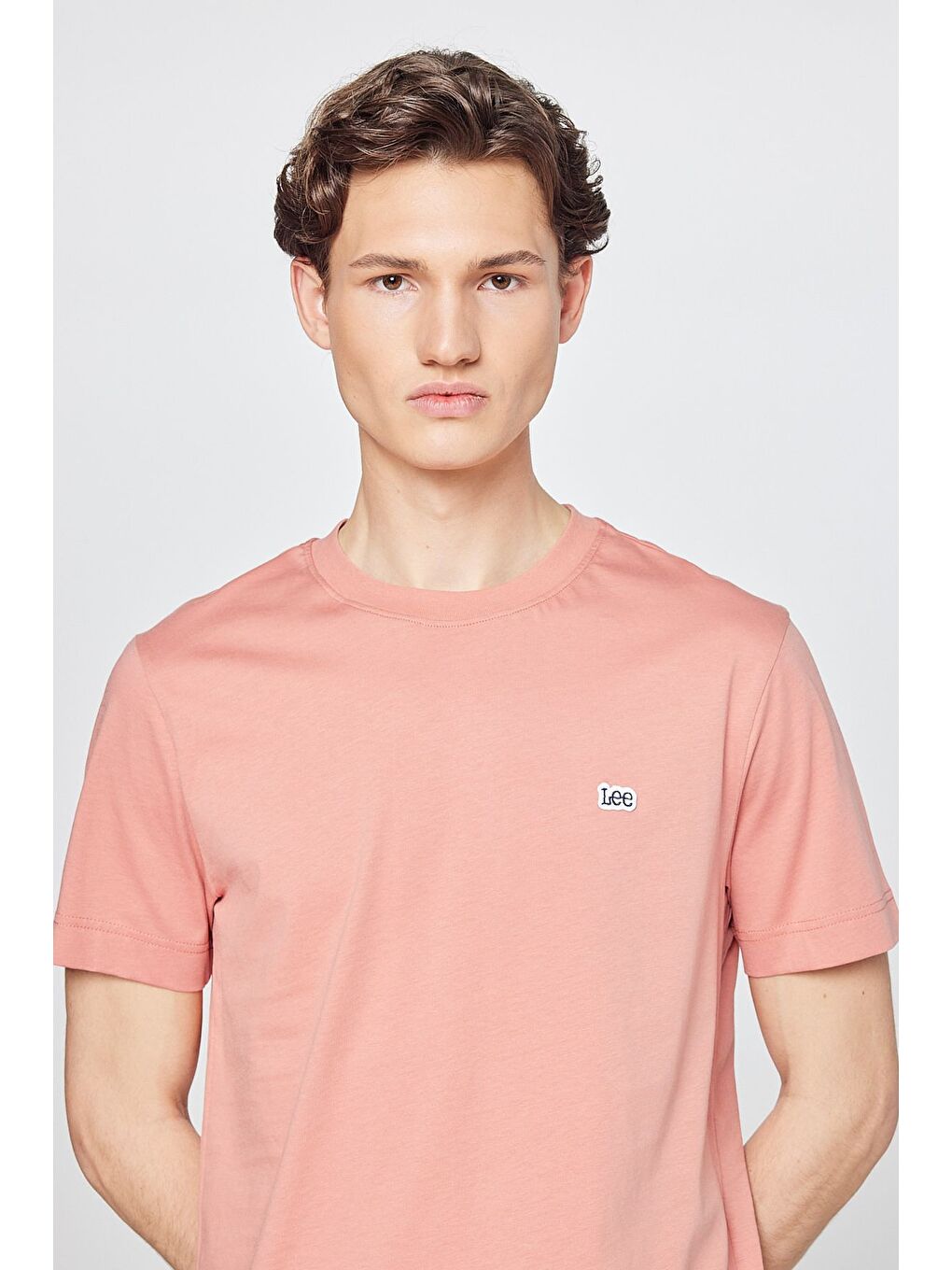 Pembe Regular Fit Rahat Kesim Bisiklet Yaka Kısa Kol Logolu Tişört-3