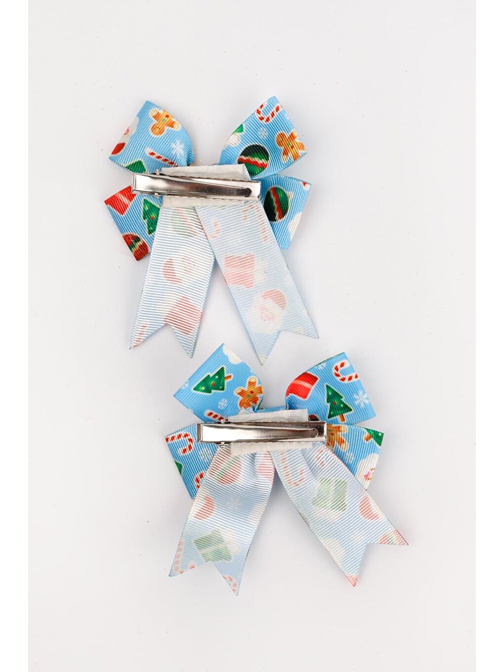 Mavi Baston Şeker Desenli 2'li Kız Çocuk Fiyonk Klips Toka-3