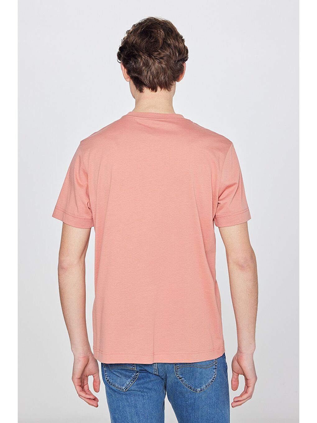 Pembe Regular Fit Rahat Kesim Bisiklet Yaka Kısa Kol Logolu Tişört-4