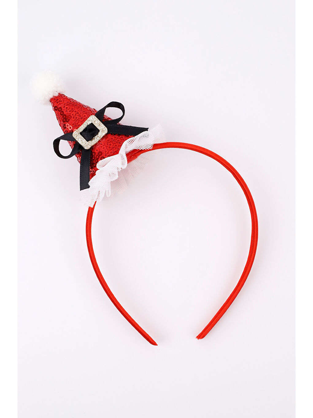 Kırmızı Pullu Ponpon Detaylı Huni Kız Çocuk Taç-1