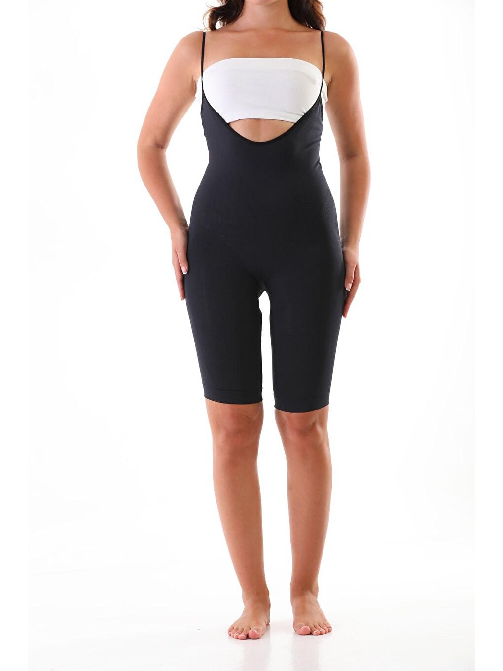 Siyah Push-Up Sütyen Altı Tulum Korse
