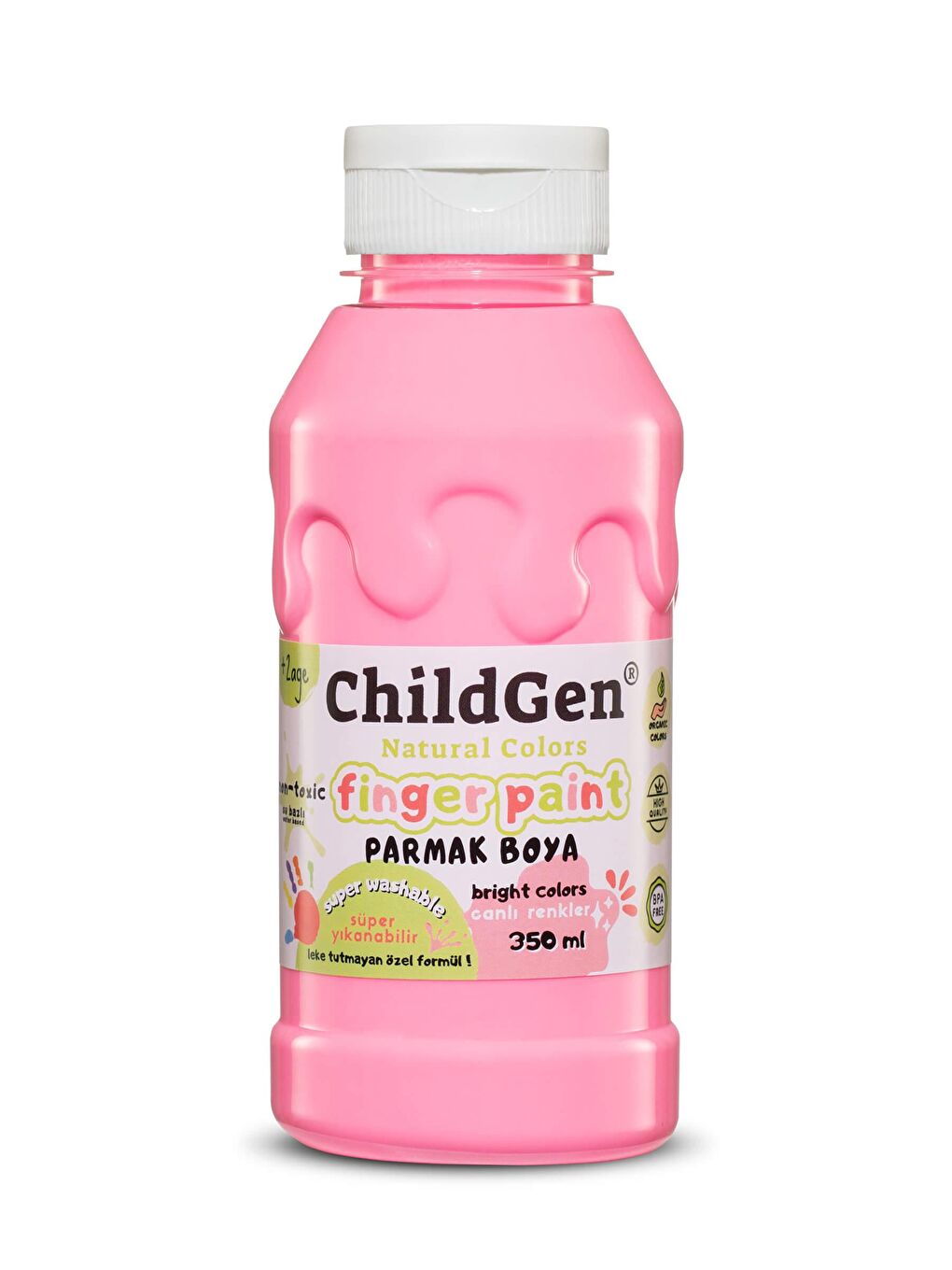 ChildGen Pembe Süper Yıkanabilir Parmak Boya 350ml - Pembe - 1