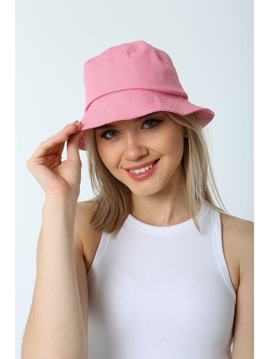 Luminos Butik Kadın Pembe Bucket Balıkçı Kova Şapka Spk09