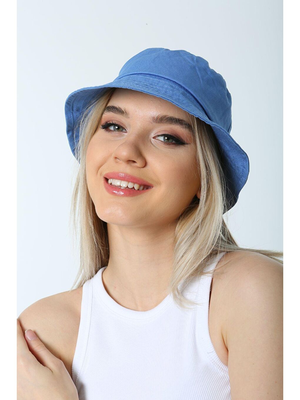 Luminos Butik Kadın Mavi Bucket Balıkçı Kova Şapka Spk09