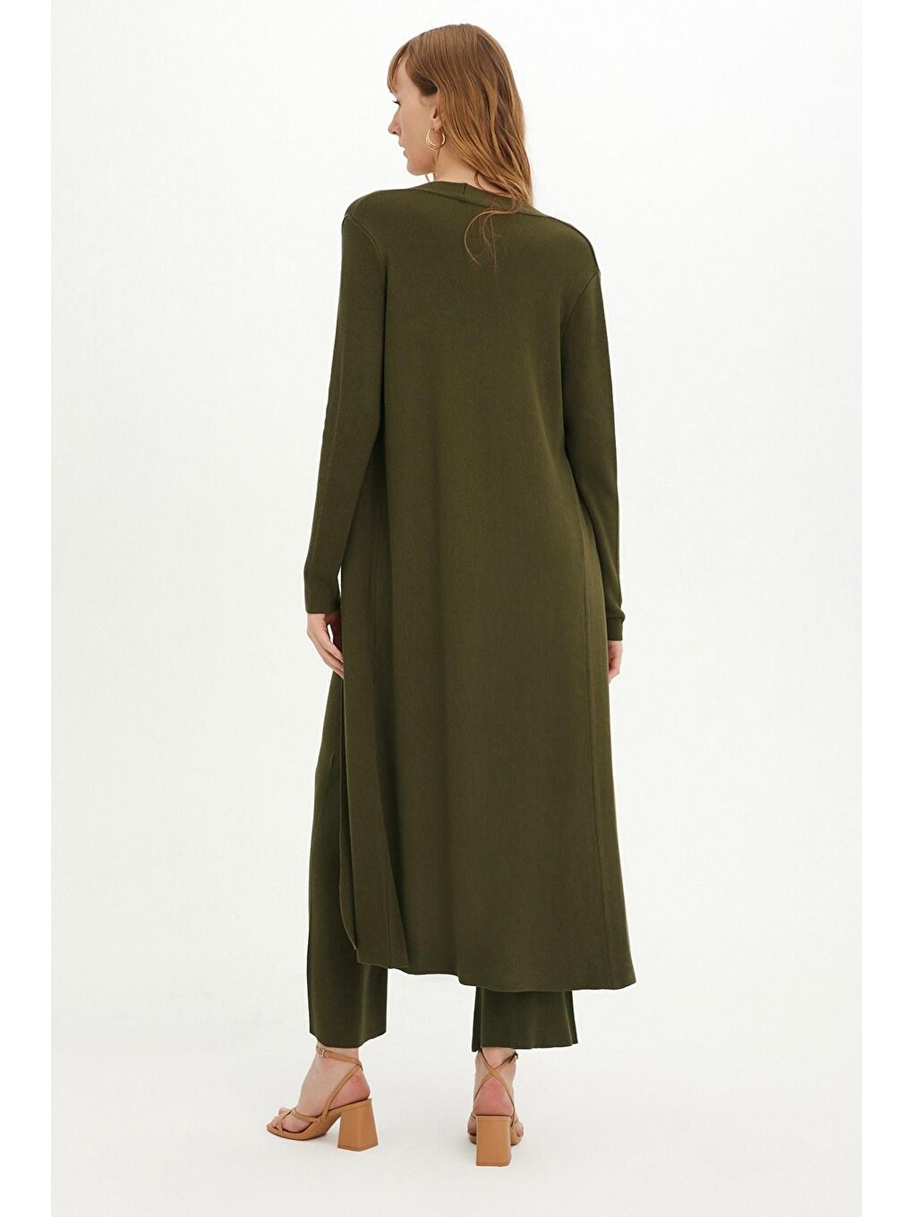 Haki Straplez Atlet Hırka Pantolon Üçlü Triko Takım-1