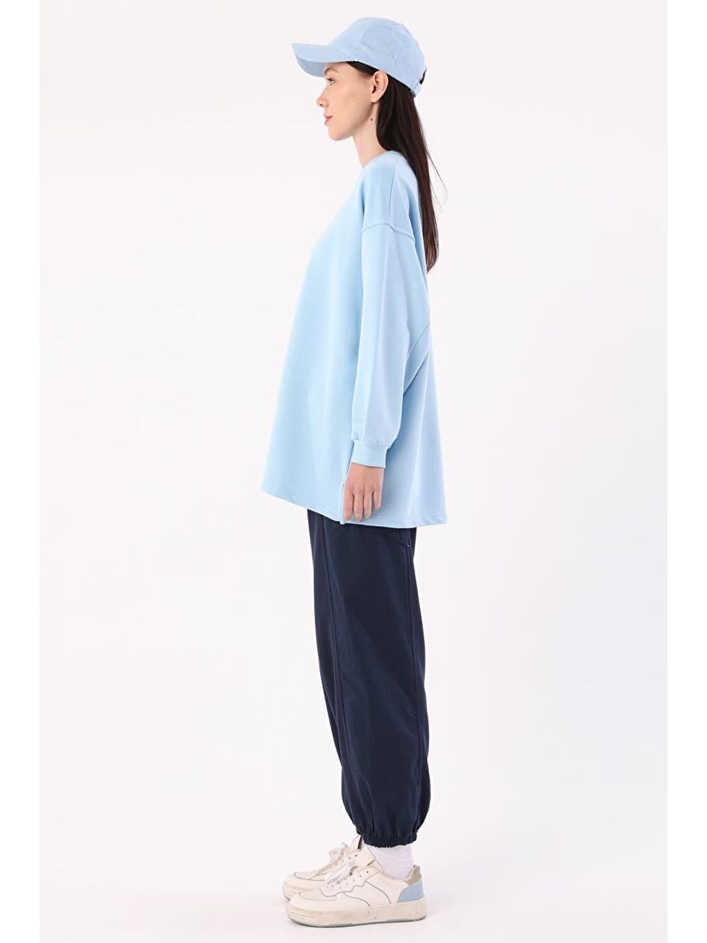 Açık Mavi Oversize Nakışlı Sweatshirt-2