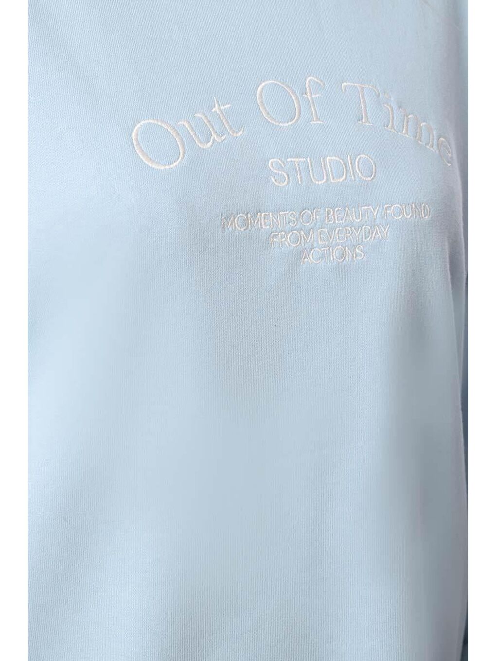 Açık Mavi Oversize Nakışlı Sweatshirt-5