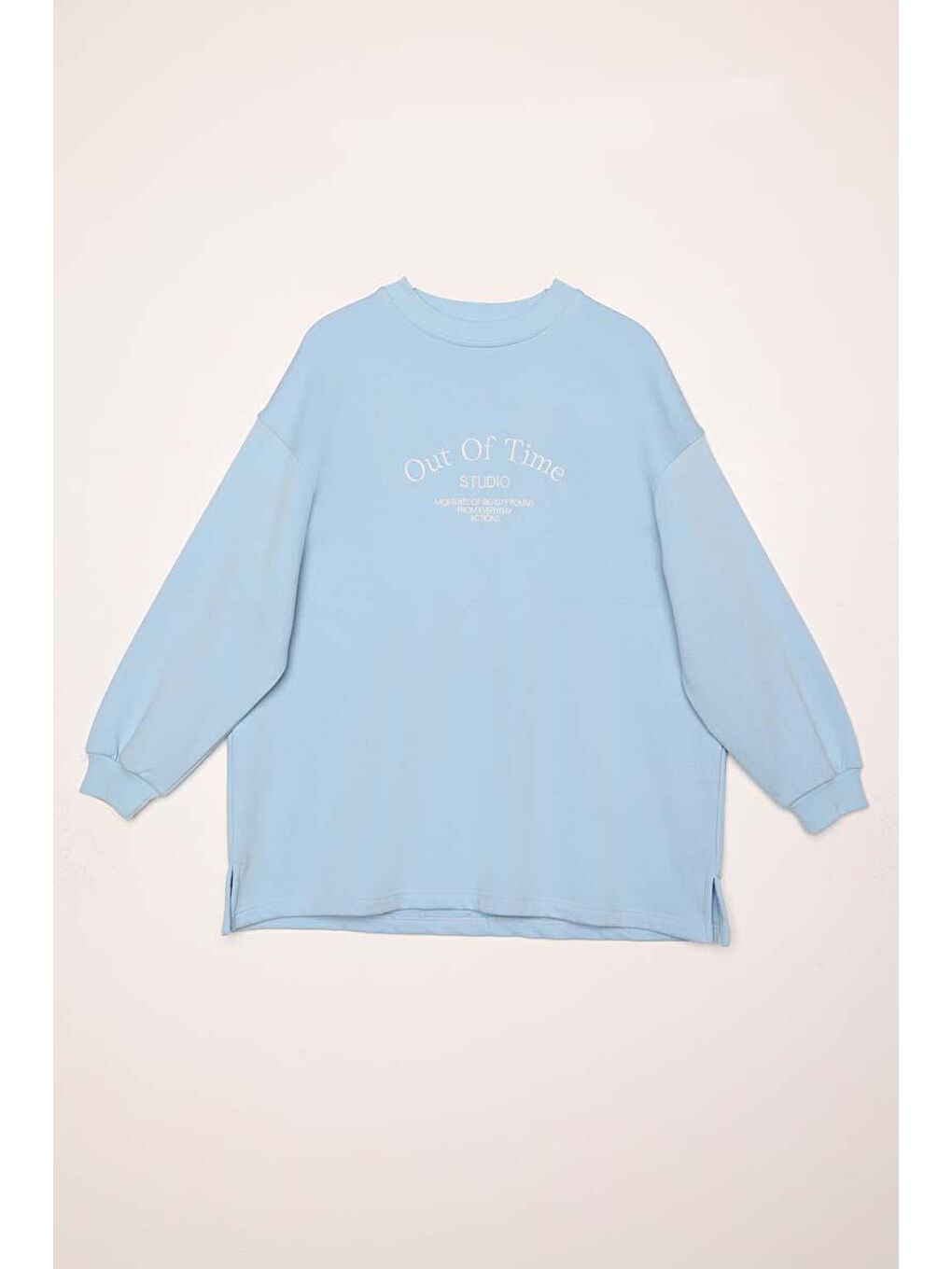 Açık Mavi Oversize Nakışlı Sweatshirt-7