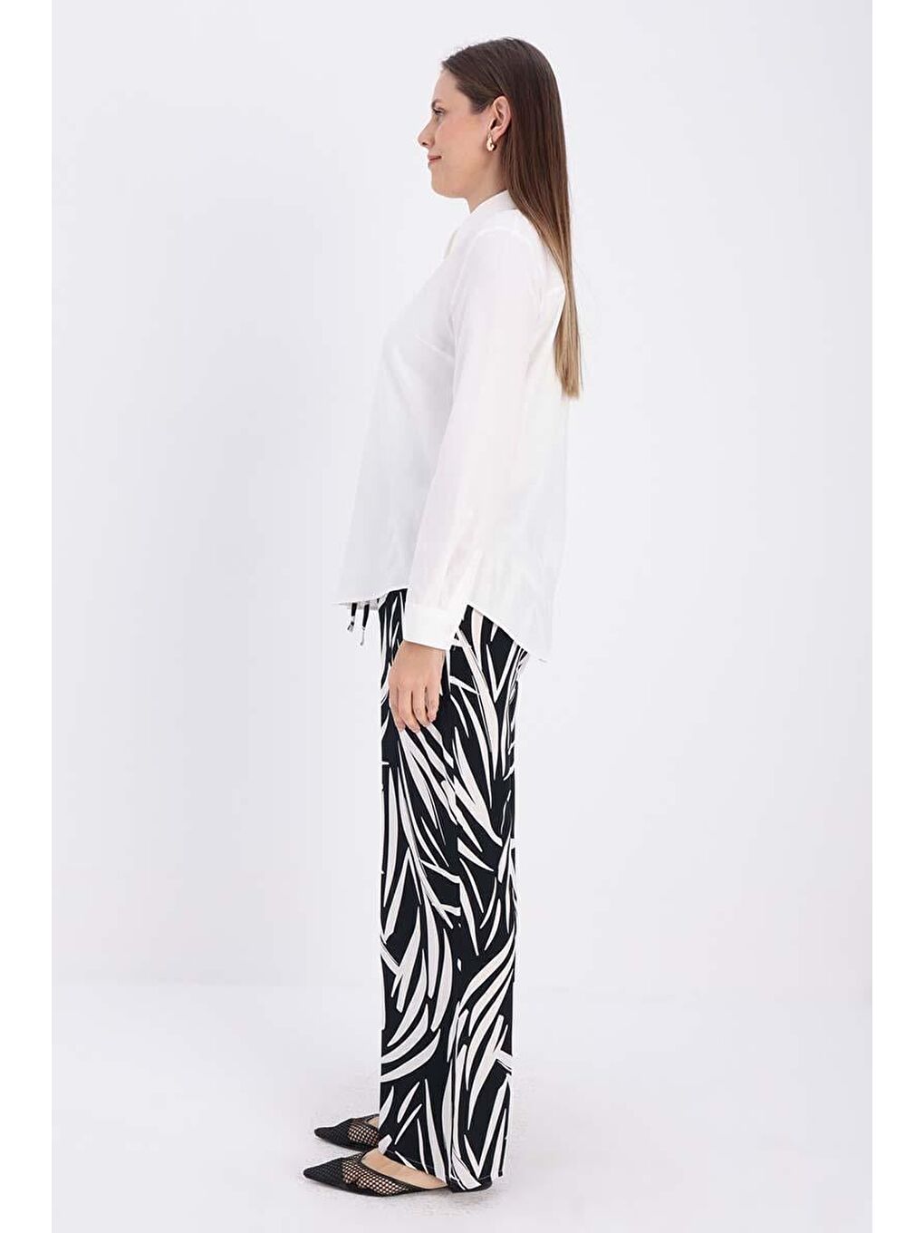 Ekru Pamuklu Gizli Patlı Gömlek-2