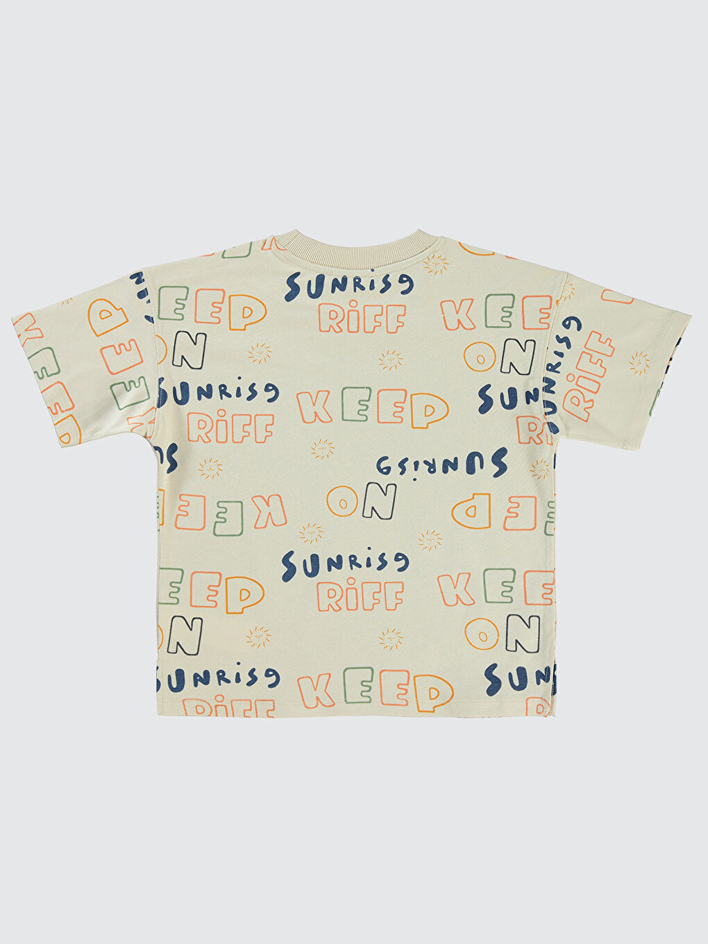 Bej Boys Erkek Çocuk Oversize Tişört 6-9 Yaş Taş Rengi-1