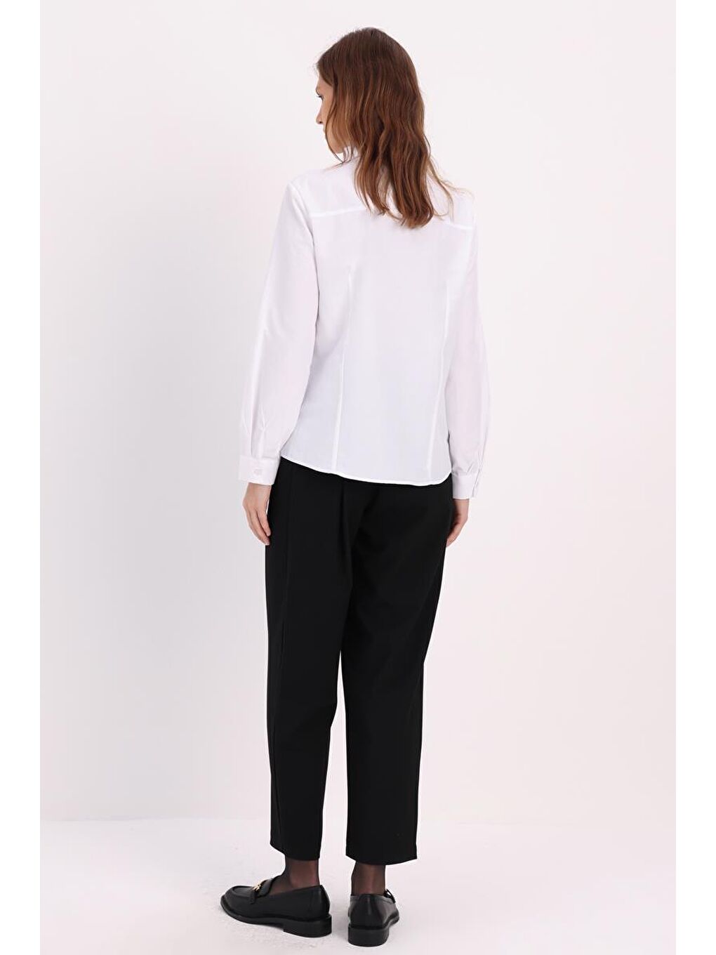 Beyaz Pensli Regular Fit Basic Gömlek-3