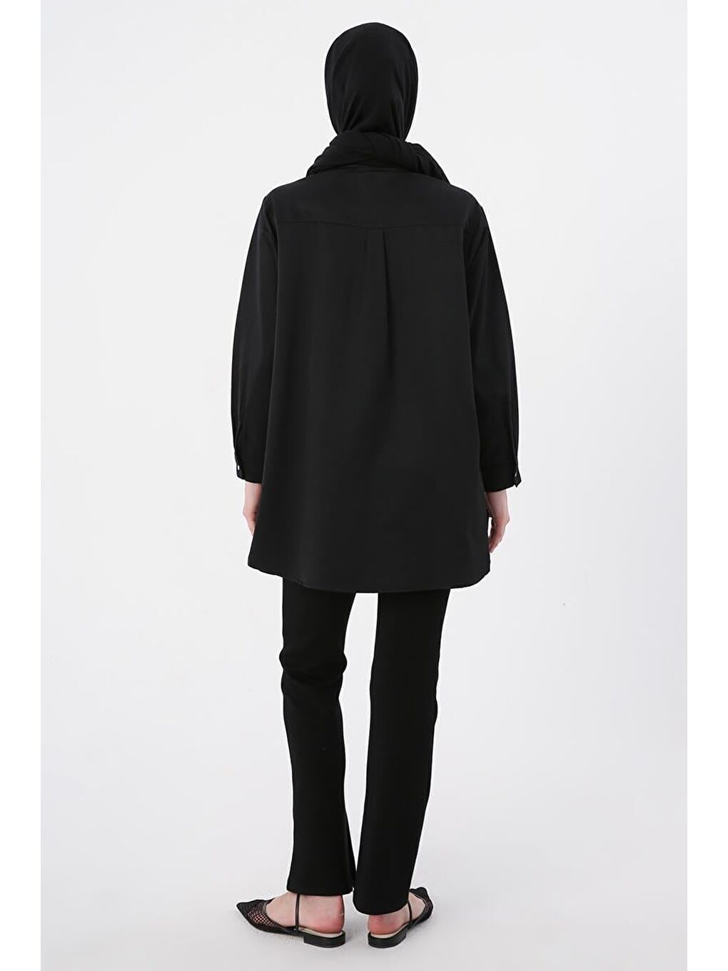 Siyah-Hakim Yaka Saten Gömlek-3