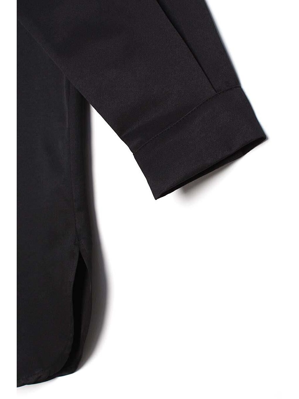 Siyah-Hakim Yaka Saten Gömlek-5