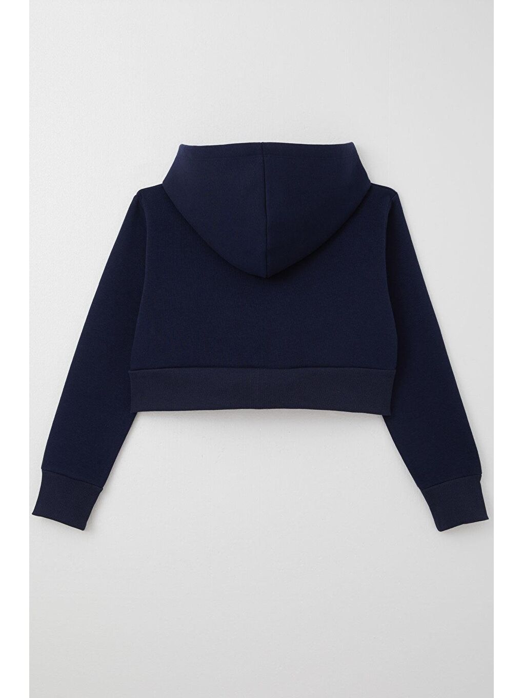 Kız Çocuk Crop Hırka Fermuarlı Kapüşonlu Lacivert  8 14 Yaş-5