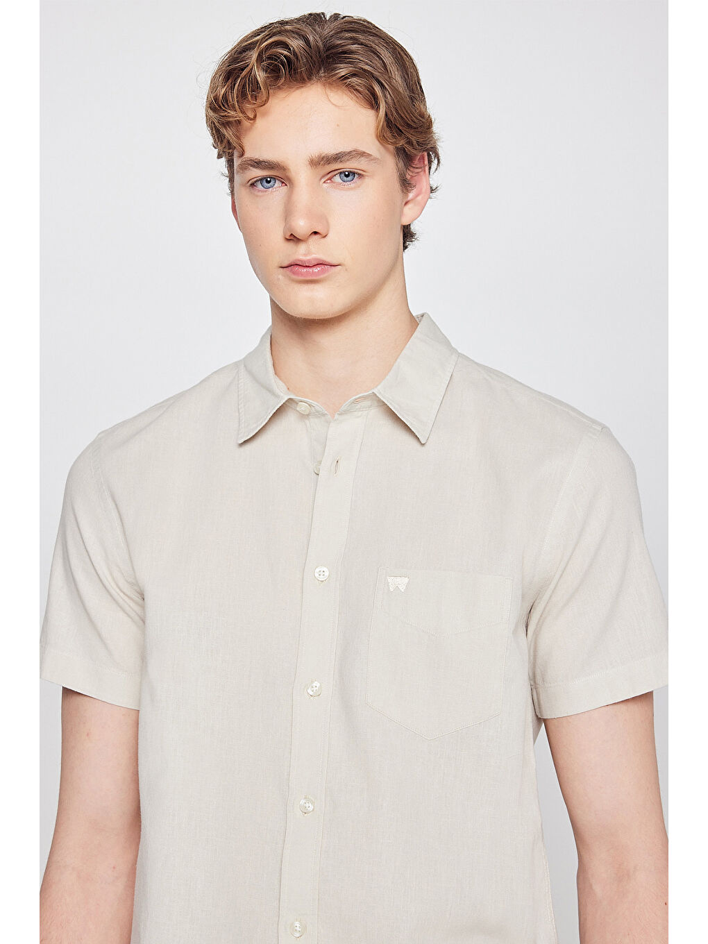 Bej Regular Fit Kısa Kollu Gömlek-3