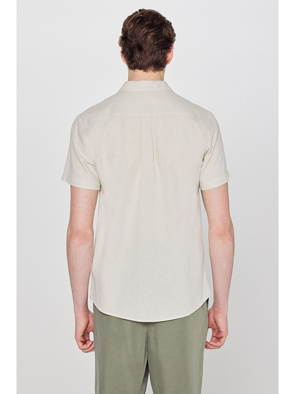 Bej Regular Fit Kısa Kollu Gömlek-4