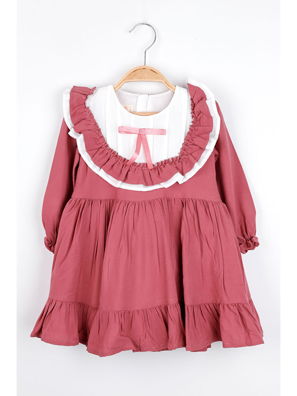 Pembe Gülkurusu Vintage Kız Çocuk Elbise - Silvia-1