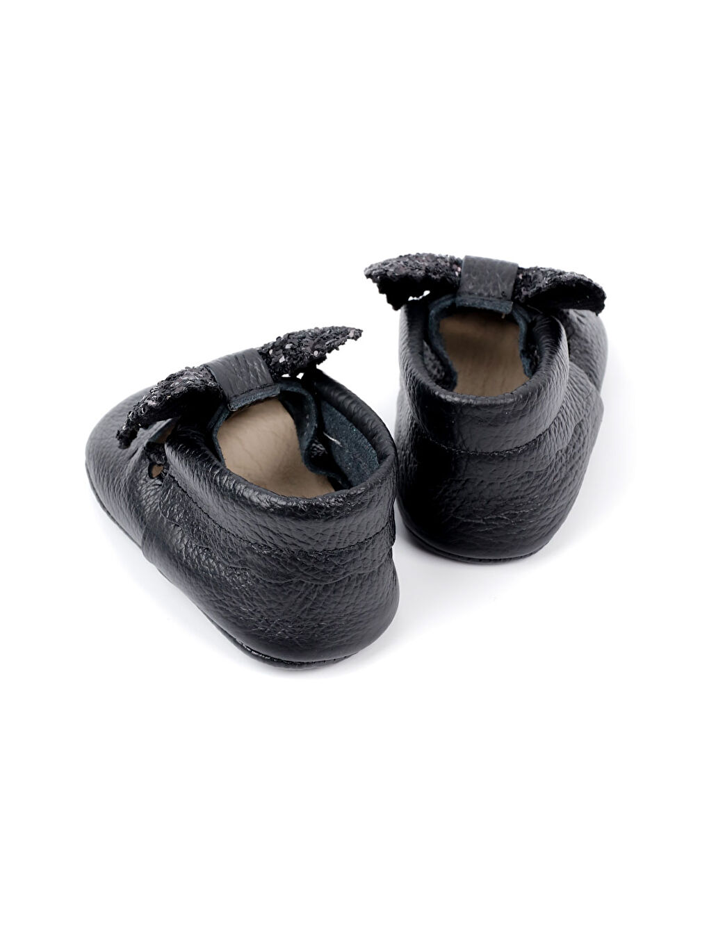 Siyah Pullu Fiyonklu Deri Kız Bebek Makosen-2